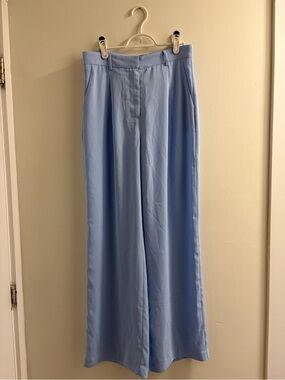 Light Blue Wide-Leg Dress Pants